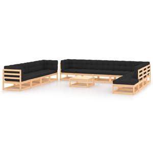 vidaXL, vidaXL 13-tlg. Garten-Lounge-Set mit Anthrazit Kissen Kiefernholz, vidaXL 13-tlg. Garten-Lounge-Set mit Kissen Massivholz Kiefer