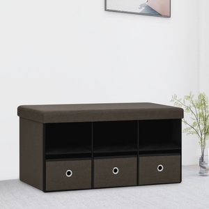 vidaXL, vidaXL Faltbank mit Stauraum Dunkelbraun 76x38x38 cm Leinenoptik, 