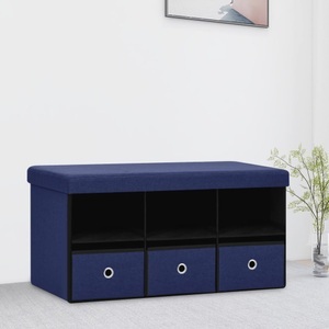 vidaXL, vidaXL Faltbare Sitzbank mit Stauraum Blau 76x38x38 cm Leinenoptik, vidaXL Faltbare Sitzbank mit Stauraum Blau 76x38x38 cm Leinenoptik