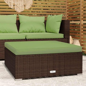 vidaXL, vidaXL Gartenhocker mit Kissen Braun 70x70x30 cm Poly Rattan, vidaXL Gartenhocker mit Kissen Braun 70x70x30 cm Poly Rattan