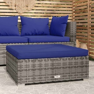vidaXL, vidaXL Gartenhocker mit Kissen Grau 70x70x30 cm Poly Rattan, vidaXL Gartenhocker mit Kissen Grau 70x70x30 cm Poly Rattan
