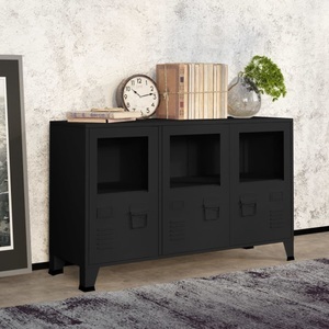vidaXL, vidaXL Industrial Sideboard Schwarz 105x35x62 cm Metall und Glas, 