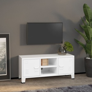 vidaXL, vidaXL TV-Schrank Industrie-Stil Weiß 105x35x42 cm Metall, vidaXL TV-Schrank Industrie-Stil Weiß 105x35x42 cm Metall