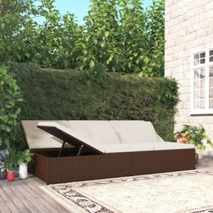 vidaXL, vidaXL Sonnenliege mit Auflagen Poly Rattan Braun, vidaXL Sonnenliege mit Auflagen Poly Rattan Braun