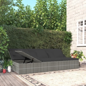 vidaXL, vidaXL Sonnenliege mit Auflagen Poly Rattan Dunkelgrau, vidaXL Sonnenliege mit Auflagen Poly Rattan Dunkelgrau