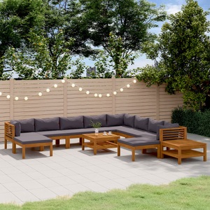 vidaXL, vidaXL 12-tlg. Garten-Lounge-Set mit Auflage Massivholz Akazie, 