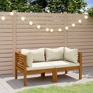 vidaXL, vidaXL 2-Sitzer-Gartensofa mit Creme Kissen Massivholz Akazie, vidaXL 2-Sitzer-Gartensofa mit Creme Kissen Massivholz Akazie