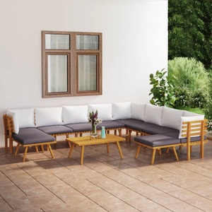 vidaXL, vidaXL 11-tlg. Garten-Lounge-Set mit Kissen Massivholz Akazie, vidaXL 11-tlg. Garten-Lounge-Set mit Kissen Massivholz Akazie