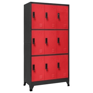 vidaXL, vidaXL Schließfachschrank Anthrazit und Rot 90x45x180 cm Stahl, vidaXL Schließfachschrank Anthrazit und Rot 90x45x180 cm Stahl
