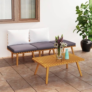 vidaXL, vidaXL 4-tlg. Garten-Lounge-Set mit Kissen Massivholz Akazie, vidaXL 4-tlg. Garten-Lounge-Set mit Kissen Massivholz Akazie