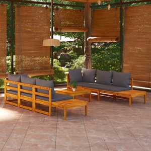 vidaXL, vidaXL 5-tlg. Garten-Lounge-Set mit Dunkelgrauen Kissen Akazienholz, vidaXL 5-tlg. Garten-Lounge-Set mit Dunkelgrauen Kissen Akazienholz