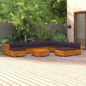 vidaXL, vidaXL 11-tlg. Garten-Lounge-Set mit Kissen Massivholz Akazie, 