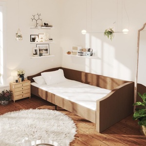 vidaXL, vidaXL Tagesbett mit Matratze USB Braun Stoff 90x200 cm, 
