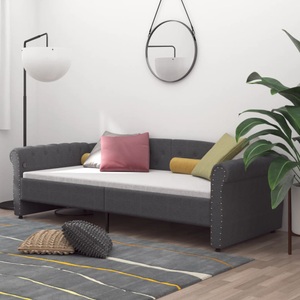 vidaXL, vidaXL Tagesbett mit Matratze USB Dunkelgrau Stoff 90x200 cm, 