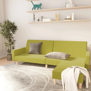 vidaXL, vidaXL Schlafsofa 2-Sitzer mit Fußhocker Grün Stoff, 