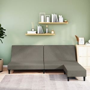 vidaXL, vidaXL Schlafsofa 2-Sitzer mit Fußhocker Hellgrau Samt, 