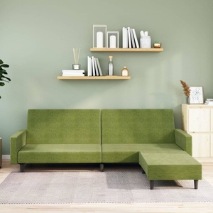 vidaXL, vidaXL Schlafsofa 2-Sitzer mit Fußhocker Hellgrün Samt, 