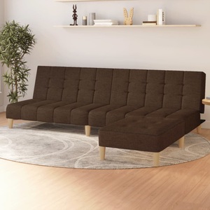 vidaXL, vidaXL Schlafsofa 2-Sitzer mit Fußhocker Braun Stoff, 