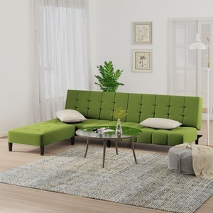 vidaXL, vidaXL Schlafsofa 2-Sitzer mit Hocker Hellgrün Samt, 