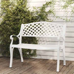 vidaXL, vidaXL Gartenbank 102 cm Aluminiumguss Weiß