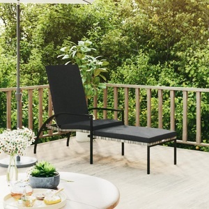 vidaXL, vidaXL Sonnenliege mit Fußhocker PE-Rattan Grau, vidaXL Sonnenliege mit Fußhocker PE-Rattan Grau