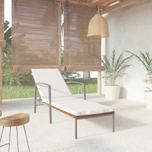 vidaXL, vidaXL Sonnenliege mit Auflage Poly Rattan Braun, vidaXL Sonnenliege mit Auflage Poly Rattan Braun
