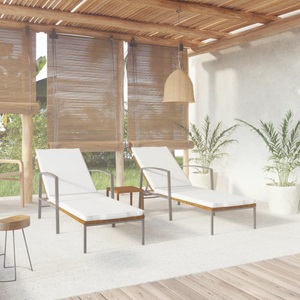 vidaXL, vidaXL Sonnenliegen 2 Stk. mit Tisch Poly Rattan Braun