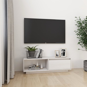 vidaXL, vidaXL TV-Schrank Weiß 110x30x33,5 cm Massivholz Kiefer, vidaXL TV-Schrank Weiß 110x30x33,5 cm Massivholz Kiefer