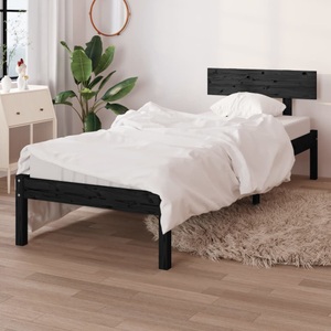 vidaXL, vidaXL Massivholzbett Schwarz Kiefer 75x190cm UK Small Single