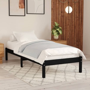 vidaXL Massivholzbett Schwarz 75x190 cm 2FT6 Small Single