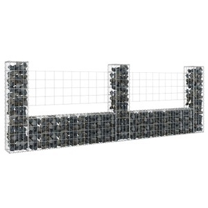 vidaXL, vidaXL Gabionenkorb U-Form mit 3 Säulen Eisen 260x20x100 cm, vidaXL Gabionenkorb U-Form mit 3 Säulen Eisen 260x20x100 cm