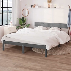 vidaXL, vidaXL Massivholzbett Grau Kiefer 140x200 cm, vidaXL Massivholzbett Grau Kiefer 140x200 cm
