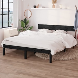vidaXL, vidaXL Massivholzbett Schwarz Kiefer 140x200 cm, vidaXL Massivholzbett Schwarz Kiefer 140x200 cm