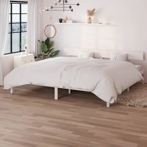 vidaXL, vidaXL Massivholzbett Weiß Kiefer 180x200cm UK Super King