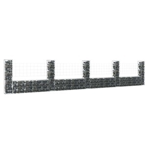 vidaXL, vidaXL Gabionenkorb U-Form mit 5 Säulen Eisen 500x20x100 cm, vidaXL Gabionenkorb U-Form mit 5 Säulen Eisen 500x20x100 cm
