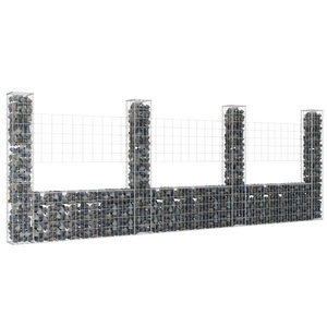 vidaXL, vidaXL Gabionenkorb U-Form mit 4 Säulen Eisen 380x20x150 cm, vidaXL Gabionenkorb U-Form mit 4 Säulen Eisen 380x20x150 cm