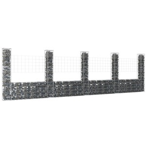 vidaXL, vidaXL Gabionenkorb U-Form mit 5 Säulen Eisen 500x20x150 cm, vidaXL Gabionenkorb U-Form mit 5 Säulen Eisen 500x20x150 cm