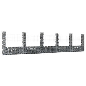 vidaXL, vidaXL Gabionenkorb U-Form mit 6 Säulen Eisen 620x20x150 cm, vidaXL Gabionenkorb U-Form mit 6 Säulen Eisen 620x20x150 cm