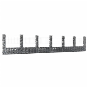 vidaXL, vidaXL Gabionenkorb U-Form mit 7 Säulen Eisen 740x20x150 cm, vidaXL Gabionenkorb U-Form mit 7 Säulen Eisen 740x20x150 cm