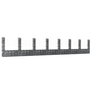 vidaXL, vidaXL Gabionenkorb U-Form mit 8 Säulen Eisen 860x20x150 cm, vidaXL Gabionenkorb U-Form mit 8 Säulen Eisen 860x20x150 cm