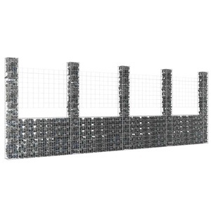 vidaXL, vidaXL Gabionenkorb U-Form mit 5 Säulen Eisen 500x20x200 cm, vidaXL Gabionenkorb U-Form mit 5 Säulen Eisen 500x20x200 cm