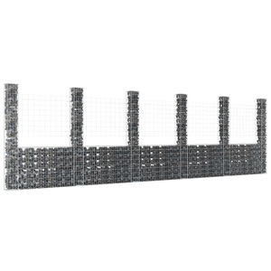 vidaXL, vidaXL Gabionenkorb U-Form mit 6 Säulen Eisen 620x20x200 cm, vidaXL Gabionenkorb U-Form mit 6 Säulen Eisen 620x20x200 cm