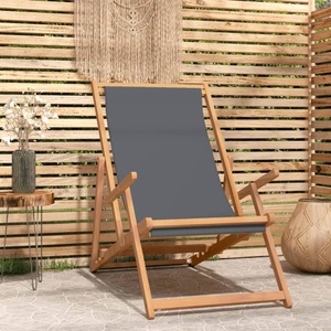 vidaXL, vidaXL Strandstuhl Klappbar Massivholz Teak Grau, vidaXL Strandstuhl Klappbar Massivholz Teak Grau