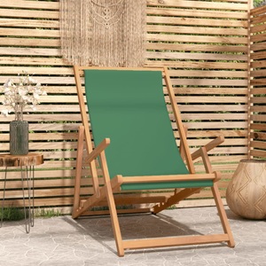 vidaXL, vidaXL Strandstuhl Klappbar Massivholz Teak Grün, vidaXL Strandstuhl Klappbar Massivholz Teak Grün