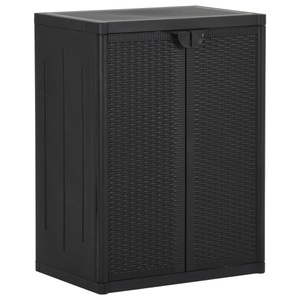 vidaXL, vidaXL Gartenschrank Schwarz 65x45x88 cm PP Rattan-Optik, vidaXL Gartenschrank Schwarz 65x45x88 cm PP Rattan-Optik