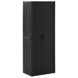 vidaXL, vidaXL Gartenschrank Schwarz 65x45x172 cm PP Rattan, vidaXL Gartenschrank Schwarz 65x45x172 cm PP Rattan