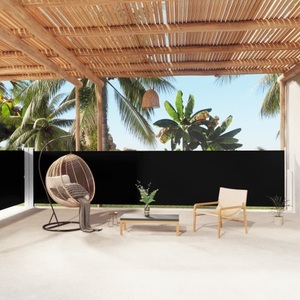 vidaXL, vidaXL Seitenmarkise Ausziehbar Schwarz 140x1000 cm, vidaXL Seitenmarkise Ausziehbar Schwarz 140x1000 cm