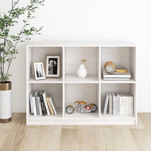 vidaXL, vidaXL Bücherregal Weiß 104x33x76 cm Massivholz Kiefer, vidaXL Bücherregal Weiß 104x33x76 cm Massivholz Kiefer