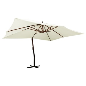 vidaXL, vidaXL Ampelschirm mit Holzmast 400x300 cm Sandweiß, vidaXL Ampelschirm mit Holzmast 400x300 cm Sandweiß