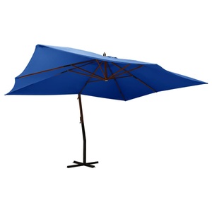 vidaXL, vidaXL Ampelschirm mit Holzmast 400x300 cm Azurblau, vidaXL Ampelschirm mit Holzmast 400x300 cm Azurblau